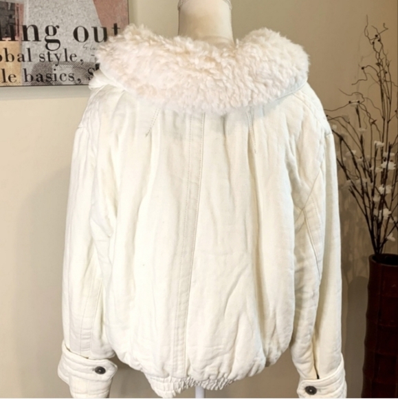Free People Georgia Borg Bomber Jacket With Removable Faux Fur Collar - Picture 4 of 8